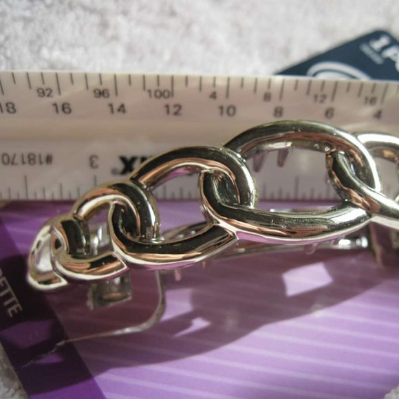 Interlocking Rings Goody Plastic Hair Barrette Metal Back Silver Gold Black Ring - Picture 3 of 16